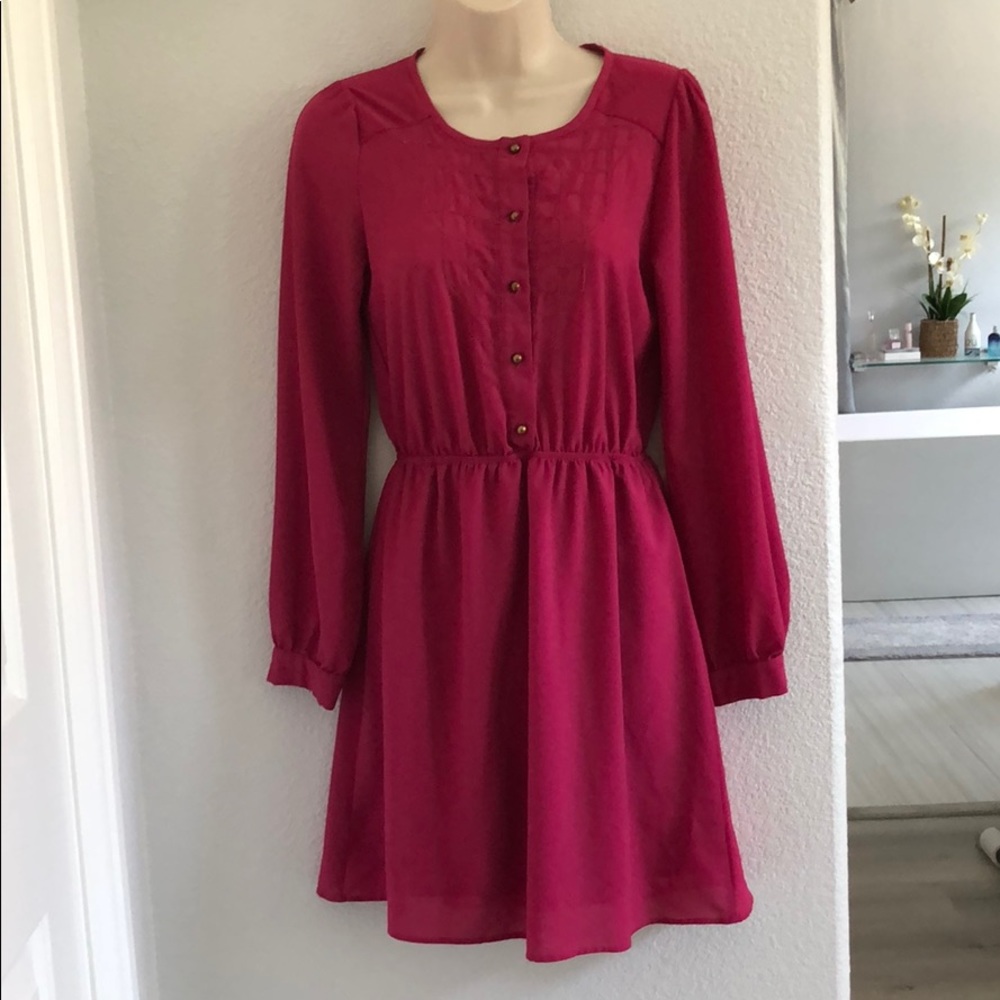 Everly long sleeves pink midi dress